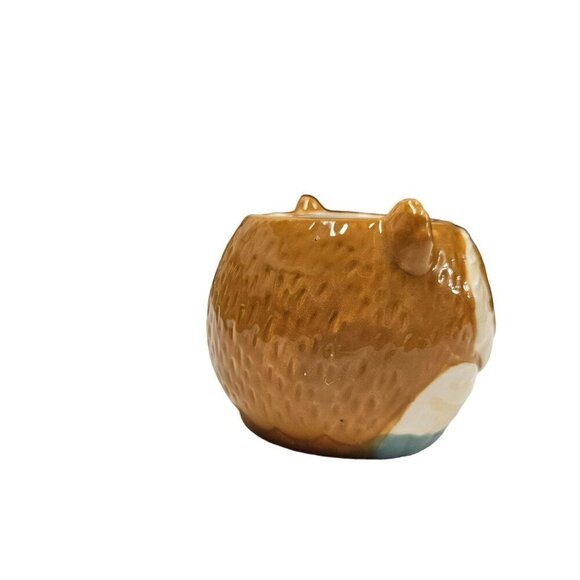 Earthenware Ceramic 3D Hand-Painted Coffee Cup Owl Shape Blue & White Handle - Picture 4 of 13